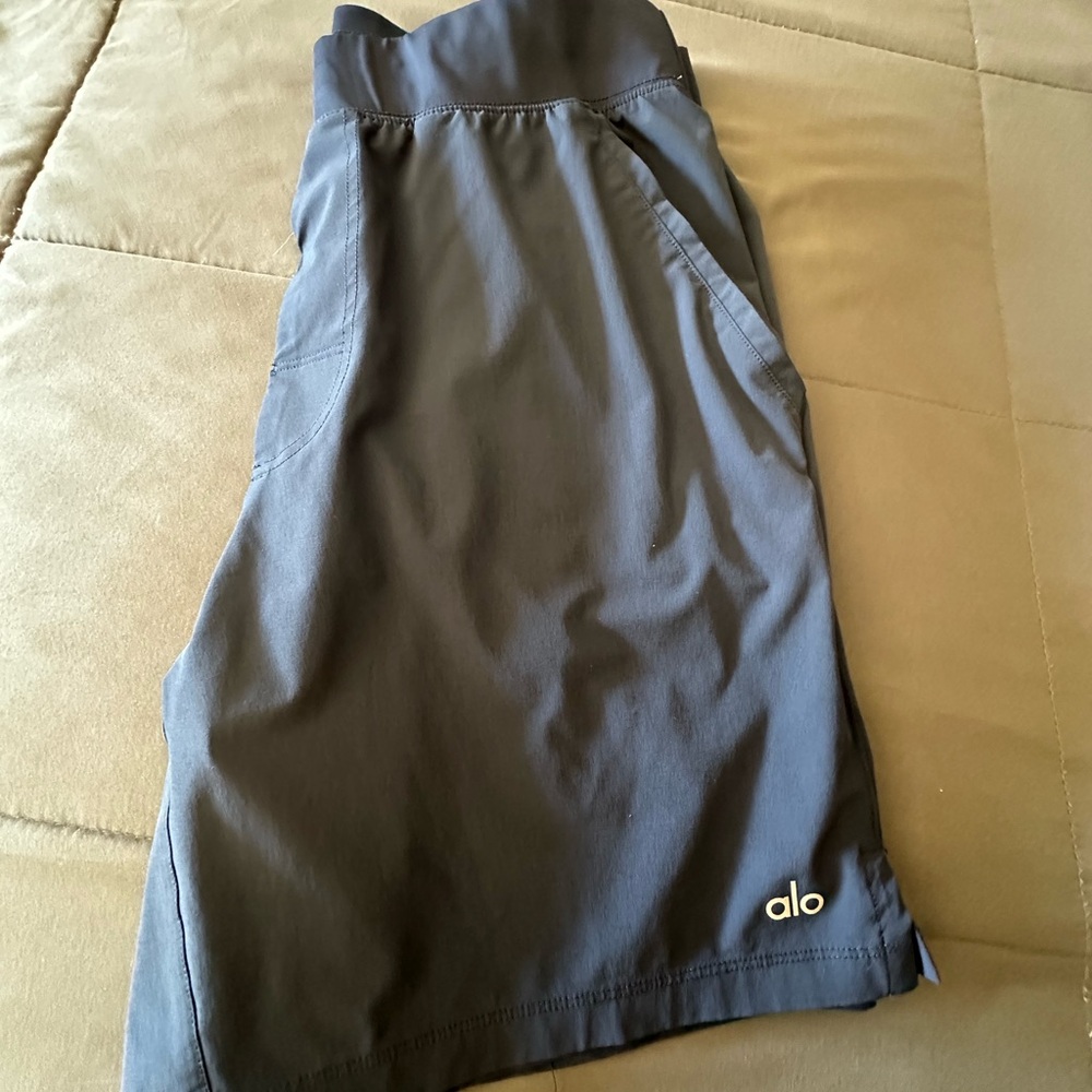 ALO Yoga Men's Silver and Navy Athletic Shorts - Picture 6 of 6